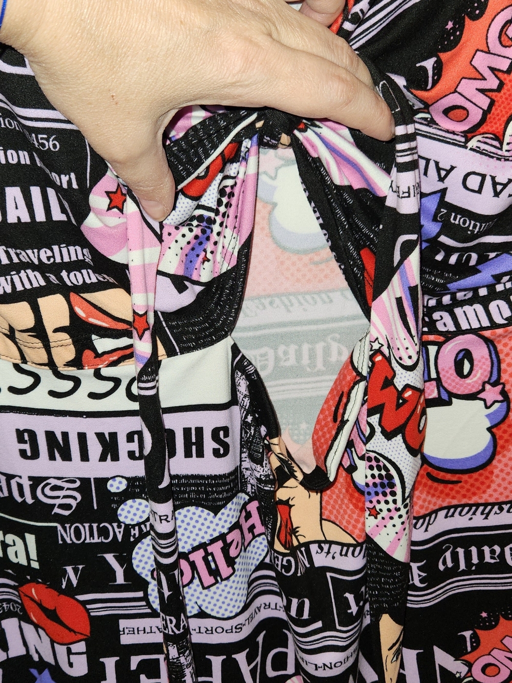 Almost Famous Black, Pink & Red Pop Art Tie-Front Dress - Picture 3 of 5